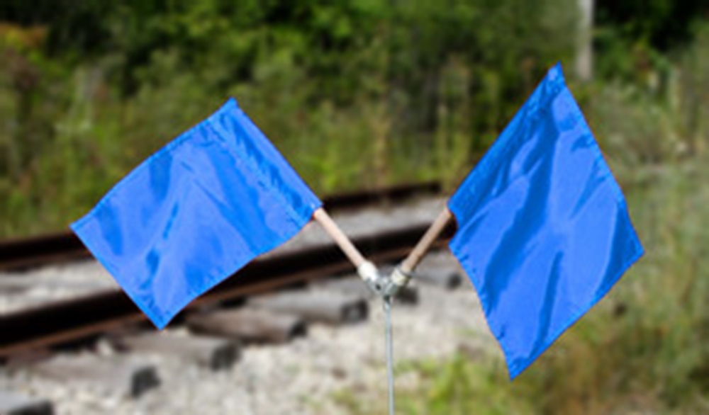 Blue Rail Yard Flag